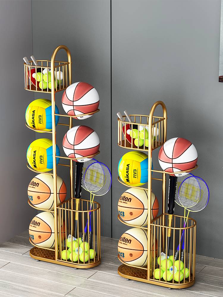 Basketball storage rack household room children's football shelf stand volleyball rack badminton storage basket landing earth frame