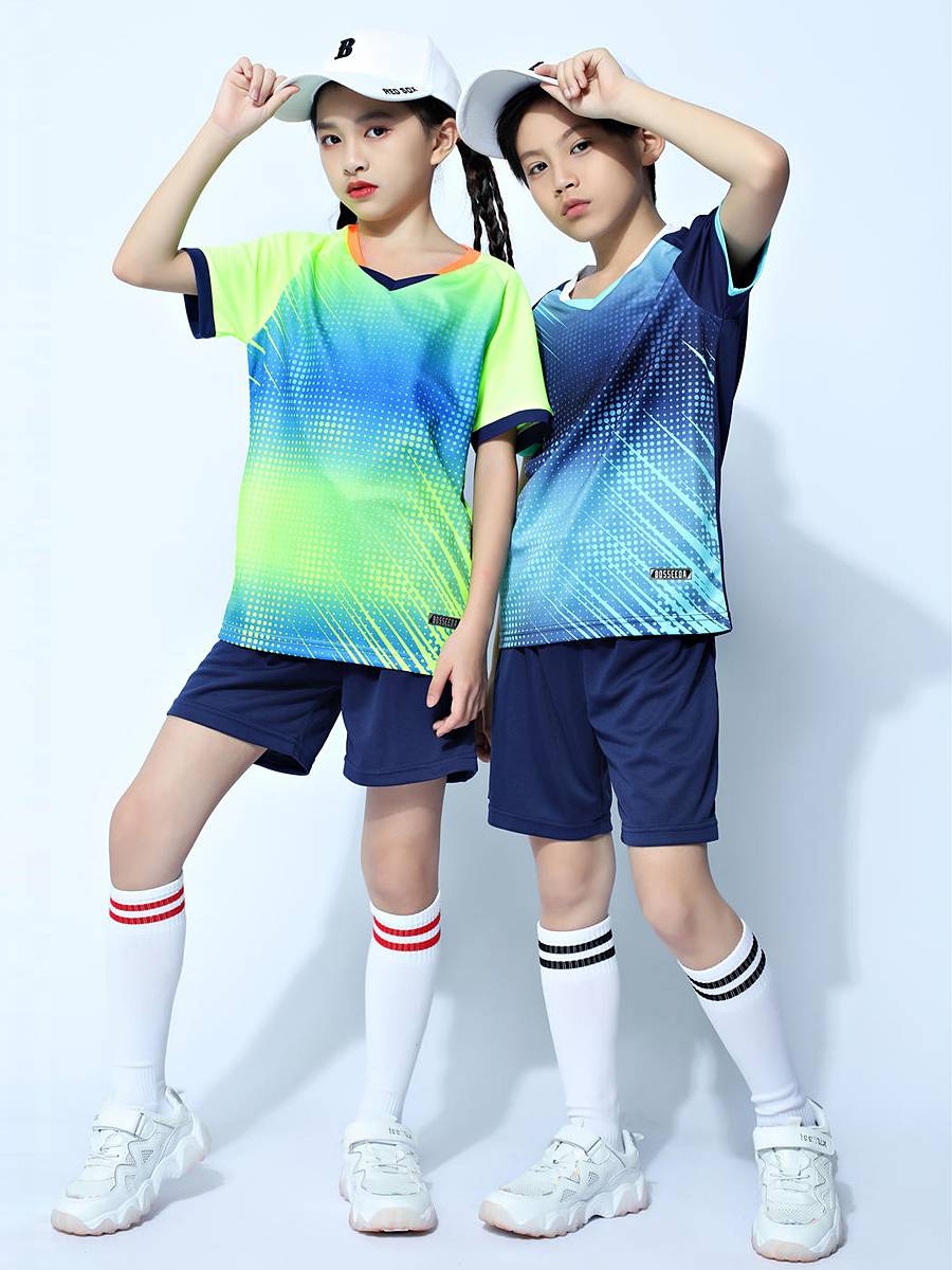 Children's training suit set custom girl badminton uniform boys table tennis volleyball football competition sports team uniform