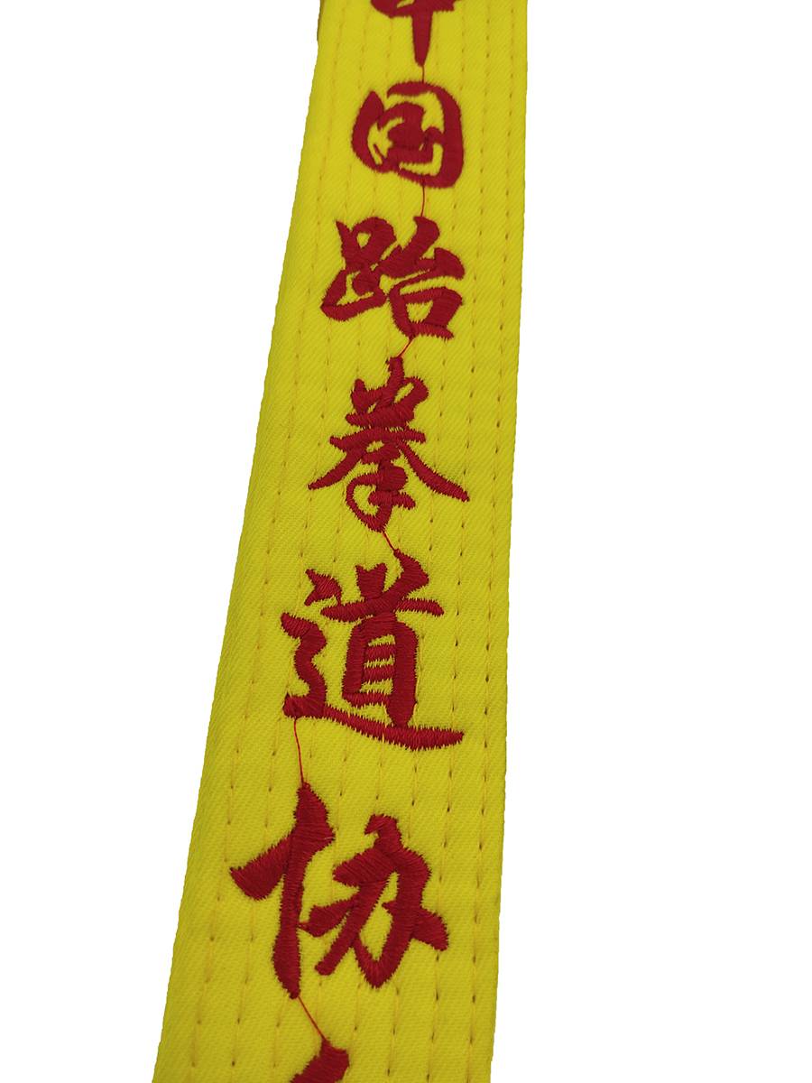 Taekwondo's belt embroidered, sewn in cotton thong colour belts, promoted to the name of the adult child