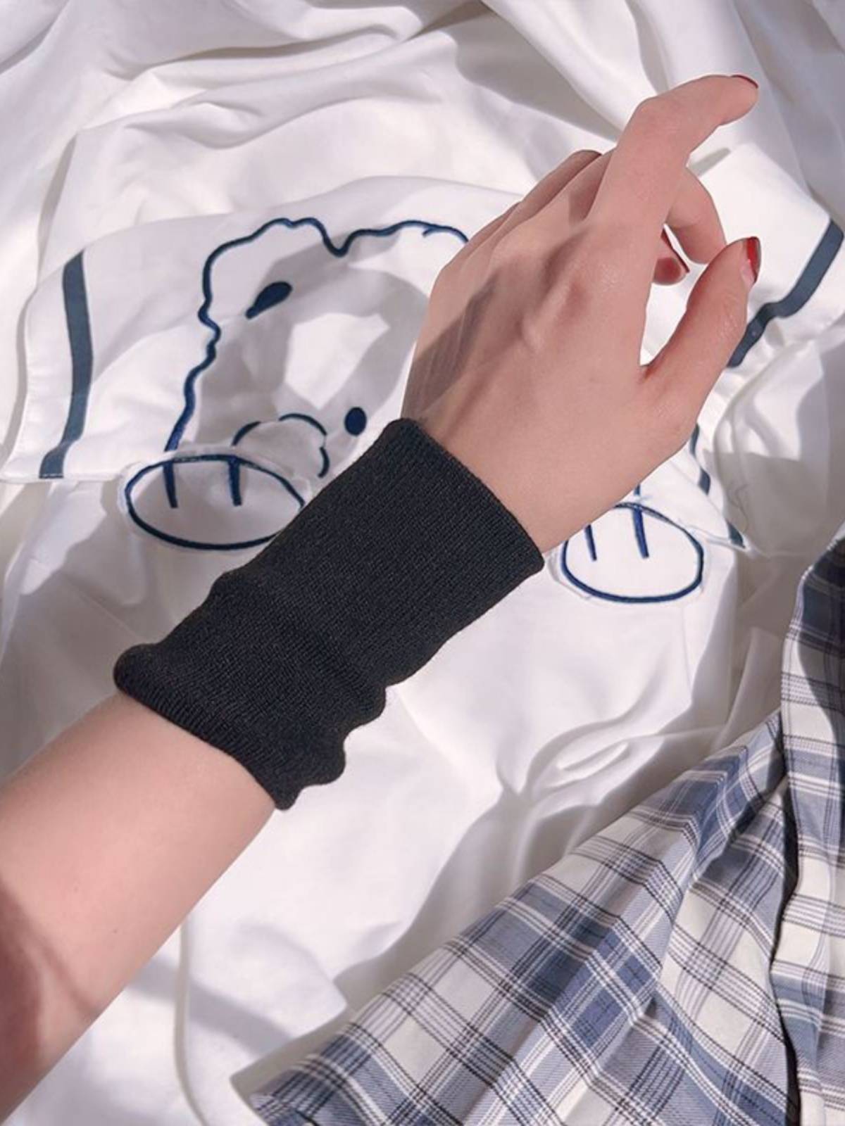 Sports wrist cuff sleeve INS solid color covered scar with students adult badminton volleyball, wrist wipe sweat cotton