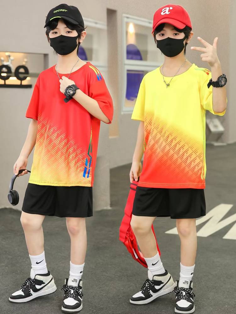 Children's badminton clothing set boys volleyball jewels Girls' student fast dry summer short -sleeved rope skipping table tennis tennis uniform