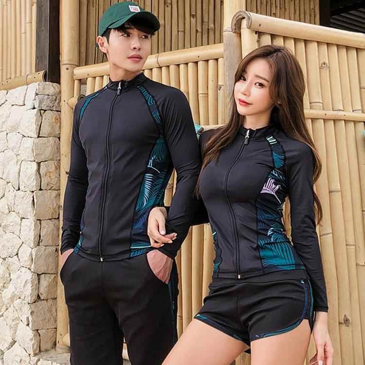 For the new couple, long-sleeved, long-sleeved, surfing suit with a tan-laced swimsuit