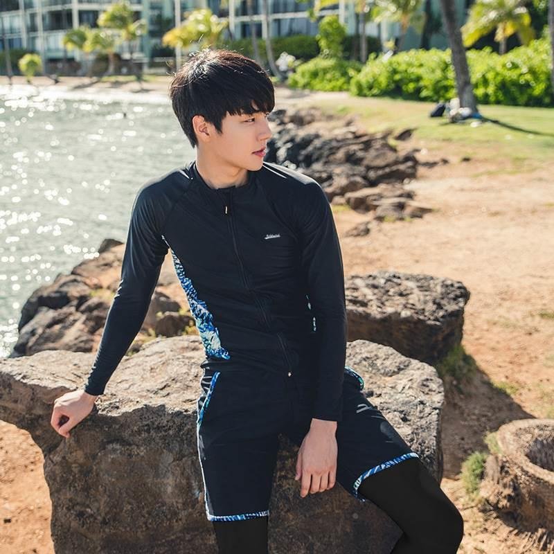The couple's Korean diving suit girl's bathing suit, long-sleeved sunglasses, scrawny spring surfing suit