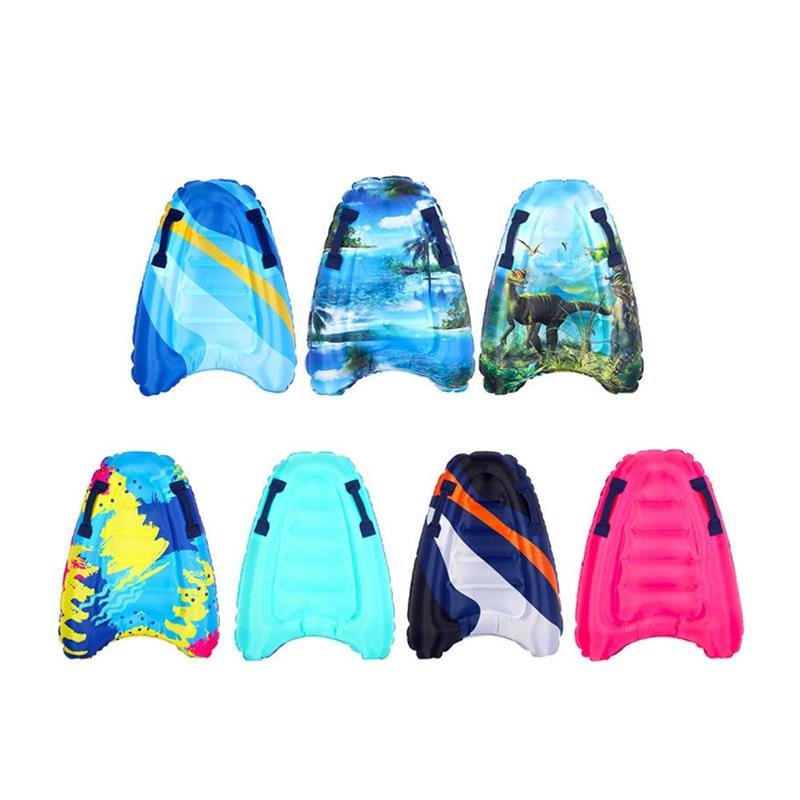 Children's surfboards are inflated by the sea, and they're swam and skating