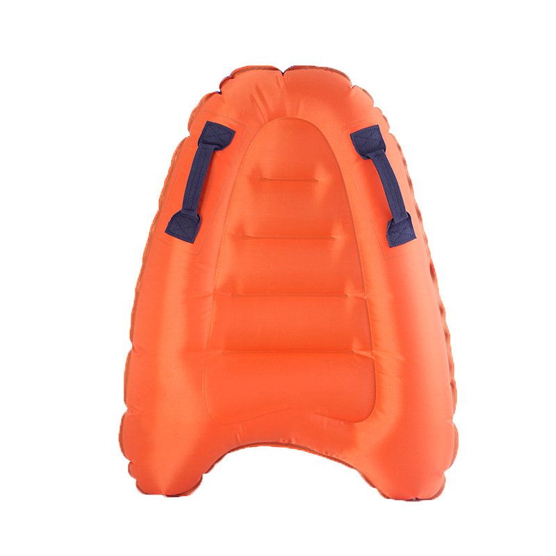 Children inflating surfboards floating on toy pools thickening seaside pool parks