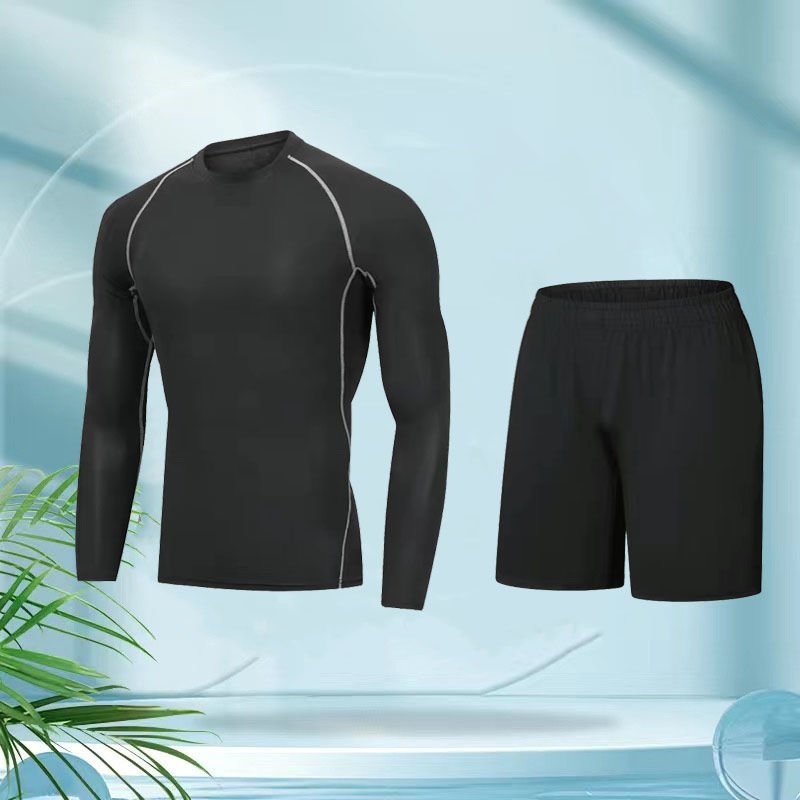 2024 new bathing suit for men with long-sleeved long-sleeved shorts and swimsuits