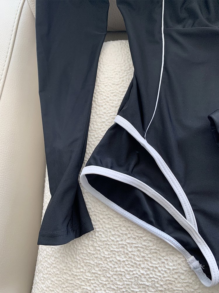 2024 new bathing suit, a stylish spa, a long-sleeved, black swimsuit