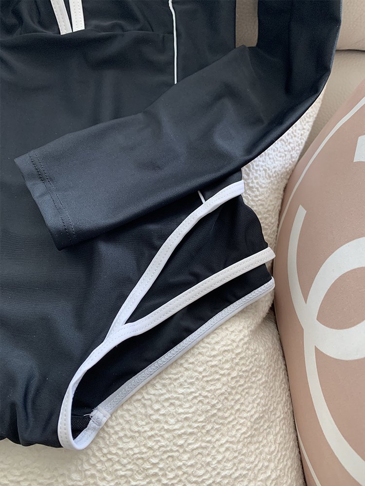 2024 new bathing suit, a stylish spa, a long-sleeved, black swimsuit