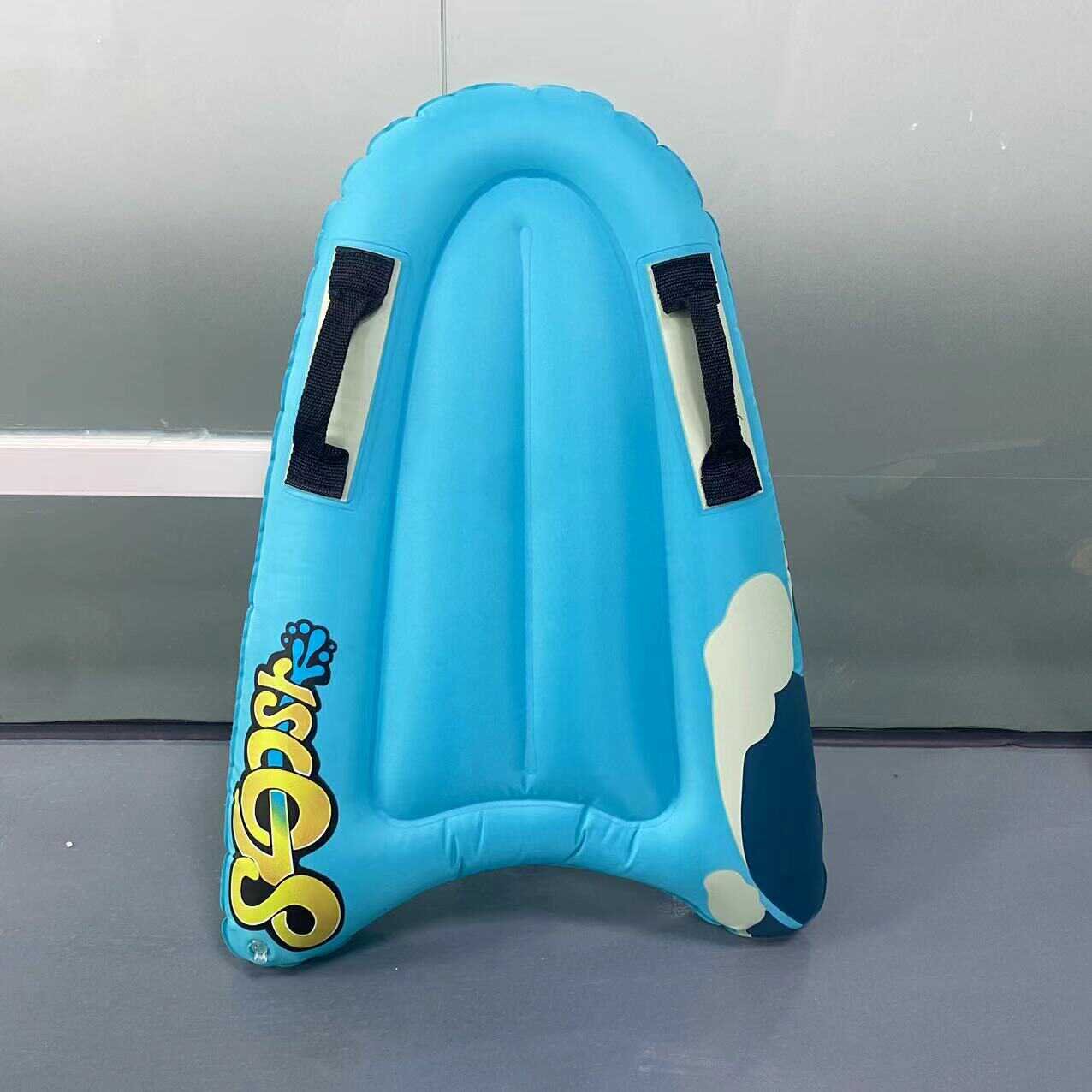 Inflated skiboards for children and adults, with a single double plate and a thick smoothing sand surfing pad