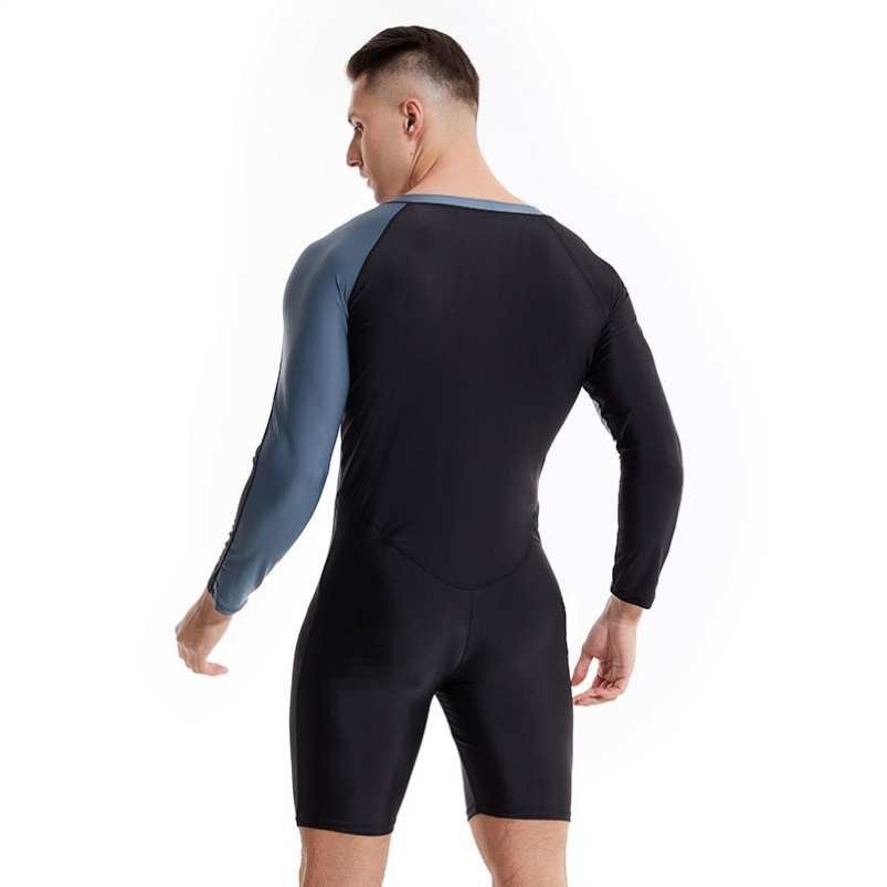 Men's short-sleeved short-sleeved, sunproof, dry-swam suit, adult swimmer
