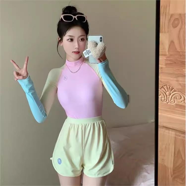 Two pairs of long-sleeved, sun-proof, surf-scrambling water park for the swimsuit girl, 2024