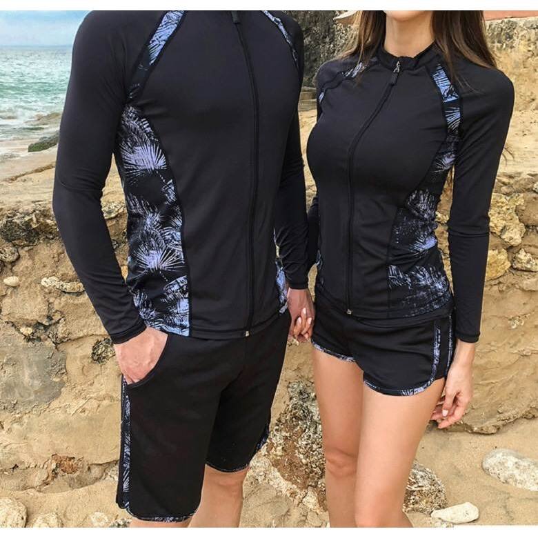 It's for new couples. Long-sleeved, long-sleeved, surfing suit with sun-proof zipper swimsuits
