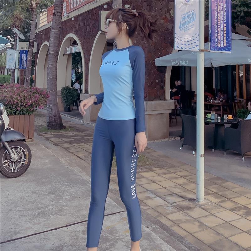 Surfing suit, 2024, new swimsuit, three sets of Conservative student long-sleeved spa swimsuit