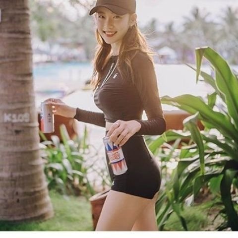 koreains bathing suit, summer long-sleeved surfing suit, spa-diving suit for students in the high waist flats
