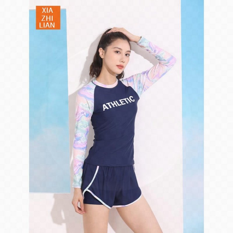 The swimsuit lady keeps her long-sleeved long-sleeved, blue-and-ilved, 2024 new swimming pool suit