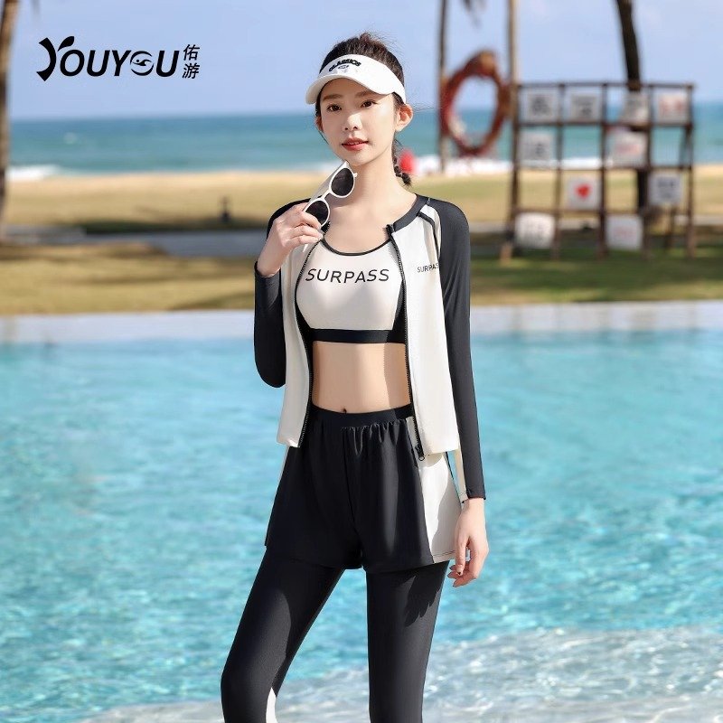 Ms. Swimsuit 2024's new swimsuit, four pairs of long-sleeved, long-sleeved, long-sleeved, surf-diving-diving-diving-mothers suit