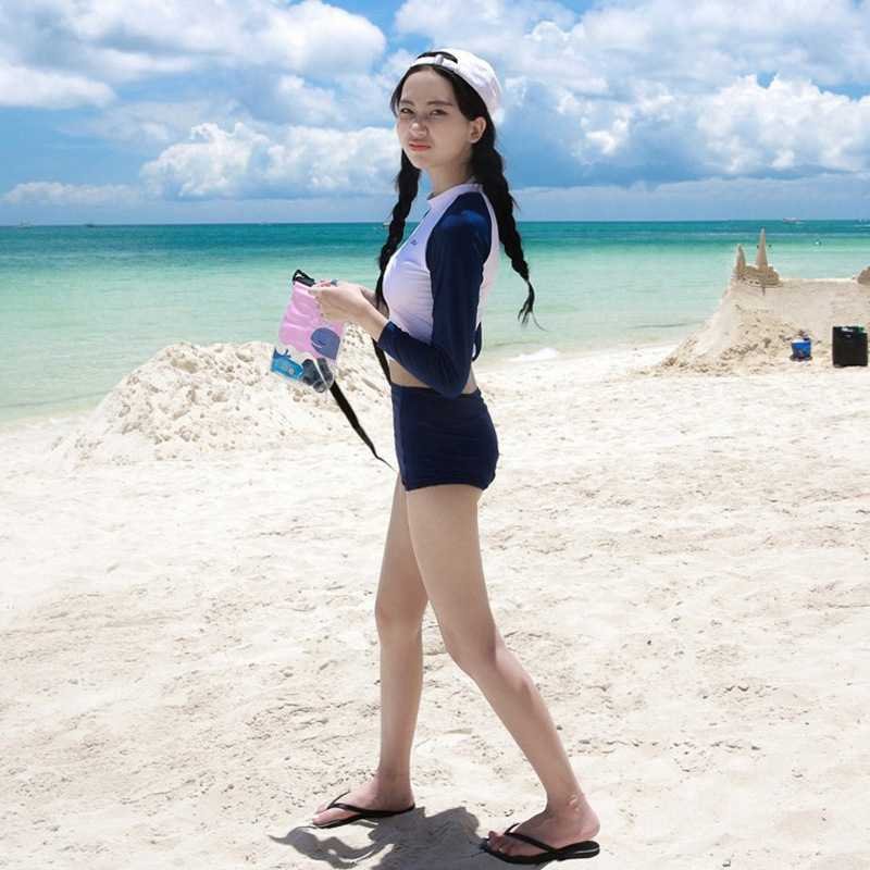 Korea's new bathing suit girl is a bikini spring swimsuit with a small flat-side long-sleeved surfing suit