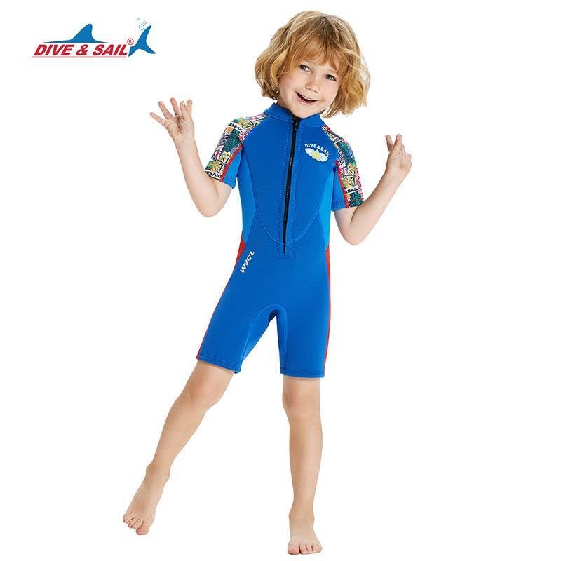 DIVE & SAIL CHILDREN ' S DIVING UTILITY SHORT-SLEEVE COMBINE 2.5MM WARM SUBMERSIBLE SWIMMING SUIT