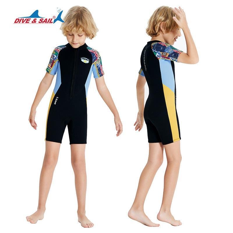 DIVE & SAIL CHILDREN ' S DIVING UTILITY SHORT-SLEEVE COMBINE 2.5MM WARM SUBMERSIBLE SWIMMING SUIT
