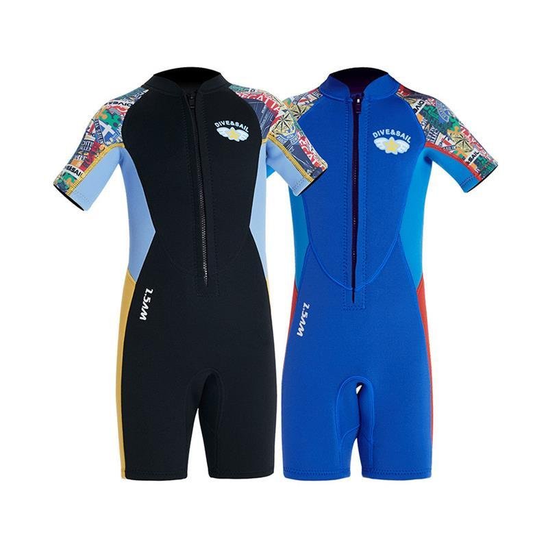 DIVE & SAIL CHILDREN ' S DIVING UTILITY SHORT-SLEEVE COMBINE 2.5MM WARM SUBMERSIBLE SWIMMING SUIT