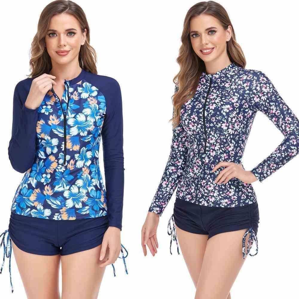 2023 U.S.-new beach-proof long-sleeved swimsuit digitally stamped high-side surfing suit