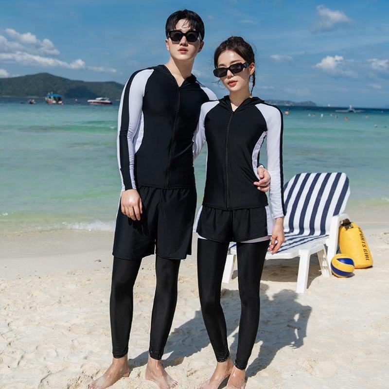 2024 new men's and women's swimsuits, long-sleeved pants, surfing suit, sunscreen and white-coloured hoodie swimsuits