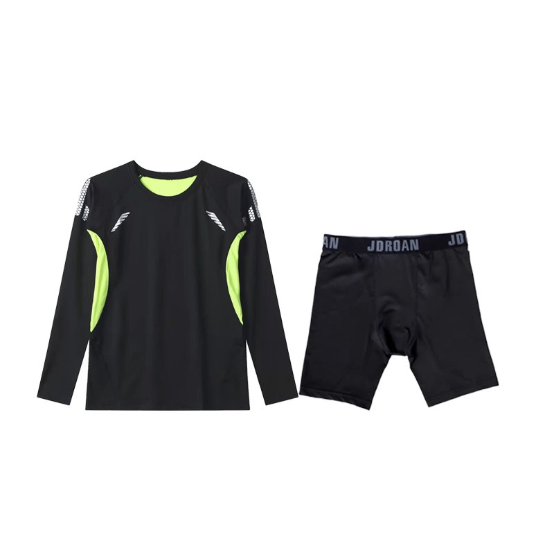 A bathing suit for young men with long-sleeved shorts and a spa bathing suit for sunproof UV-proof suits