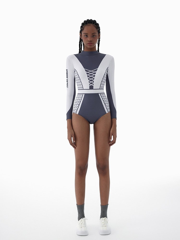 KAMENCAT TECHNOLOGY, FUTURE GRAY BATHING SUIT, LONG-SLEEVED SUNSCREEN HOT SPRINGS, SURF DIVING SUIT