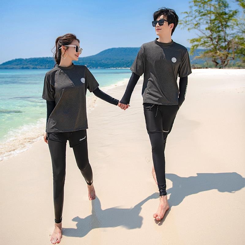 Diving suit, bathing suit, woman long-sleeve swimsuit, man's short-sleeved wetsuit, crotch-swam suit