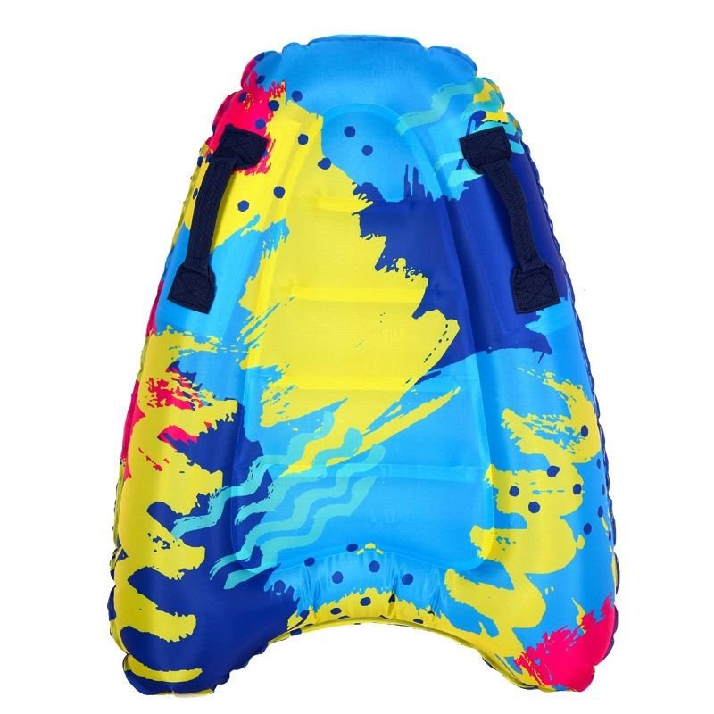 Children's surfboards are inflated by the sea, and they're swam and skating