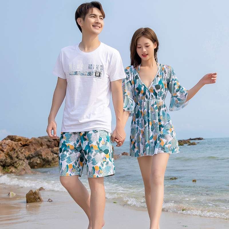Spa bathing suit, 3 sets of a conservative, lean seaside honeymoon, beach couple swimming suit