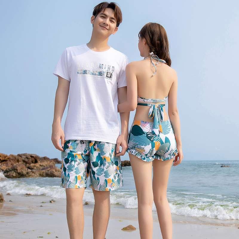 Spa bathing suit, 3 sets of a conservative, lean seaside honeymoon, beach couple swimming suit
