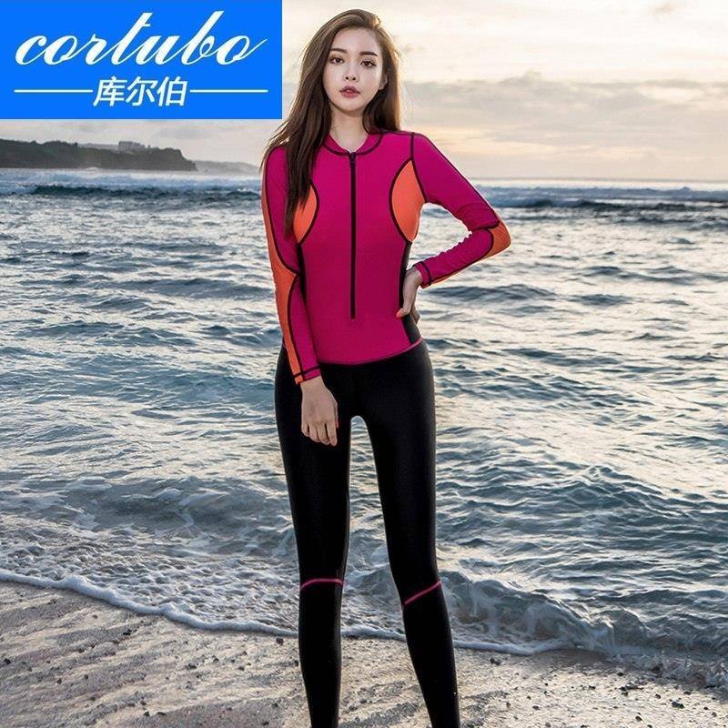 Korean Beach Surfing and Swimming Women's Fashion Movement and Recreational Long-Sleeve Script Submersible Specialty