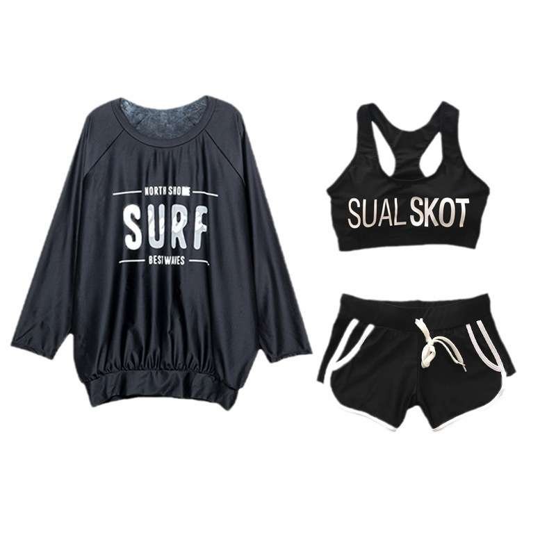 Korean Script Females Long-sleeved Swimming Swimming suit with a jellyfish suit