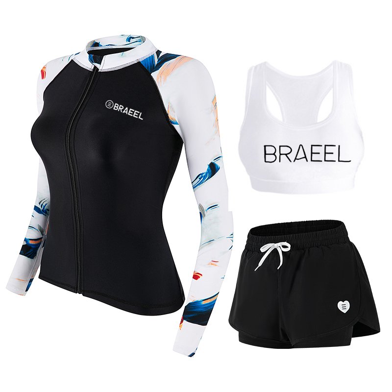 Korea's new surfing suit for women with long-sleeved shorts and long-sleeved bathing suit, dry-dry and thin-skinned dive suit