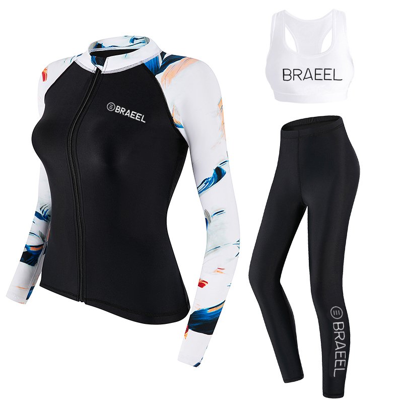 Korea's new surfing suit for women with long-sleeved shorts and long-sleeved bathing suit, dry-dry and thin-skinned dive suit
