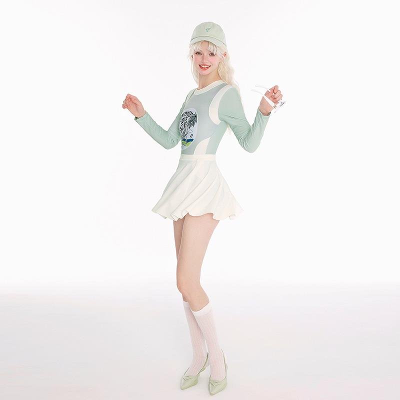 Fake cat, 2024 new dopamine for spa girls, long-sleeve sunscreen surfing suit