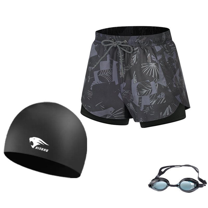 Three pairs of double-layered, awkward beach-pants, men's swimming gear