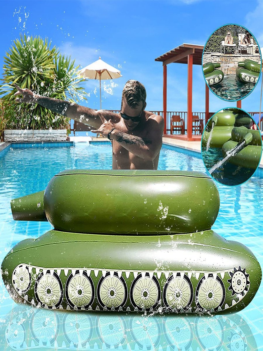 Water-inflated tank water-jet swimming ring with a water gun, children's adult toy surfing on adult boys