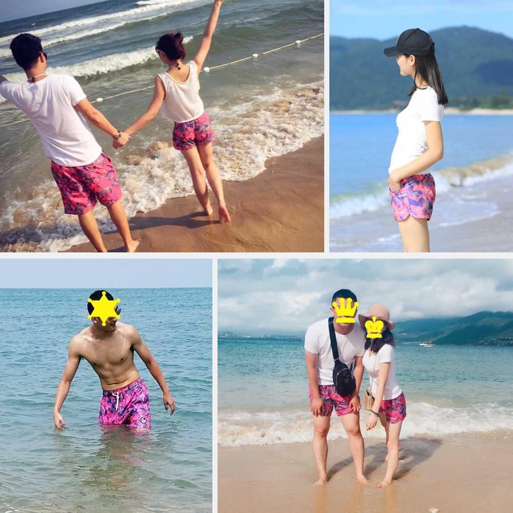 Summer lovers with their own sand-button pants dry out on the beach