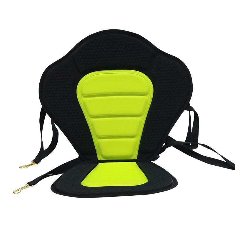 AN INFLATABLE BOAT SURFBOARD WITH A SUP WATERBOARD ROWING PAD AND A FOLDING CHAIR FOR THE EVA'S BACK