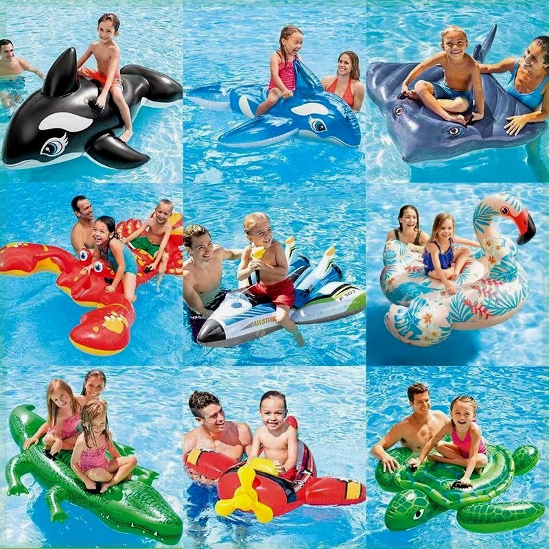 The swimming ring is super-watery, and it's an adult surfer for children who ride a big surfing park