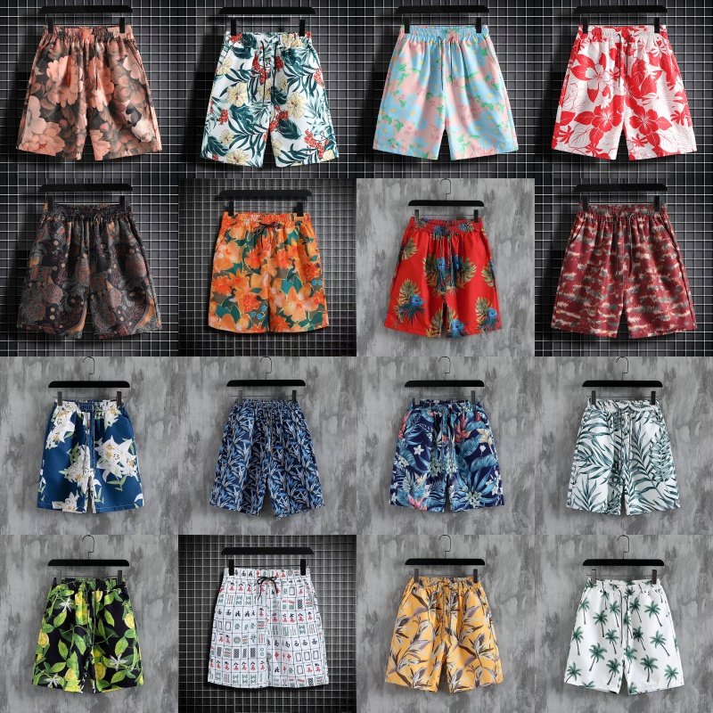 Hawaiian Beach Pants Summer Shorts for Men and Women with Five-minute Pants on a holiday in Yunnan, Thailand