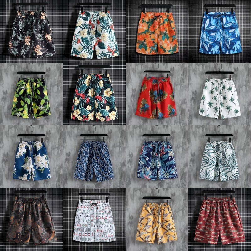 Hawaiian Beach Pants Summer Shorts for Men and Women with Five-minute Pants on a holiday in Yunnan, Thailand