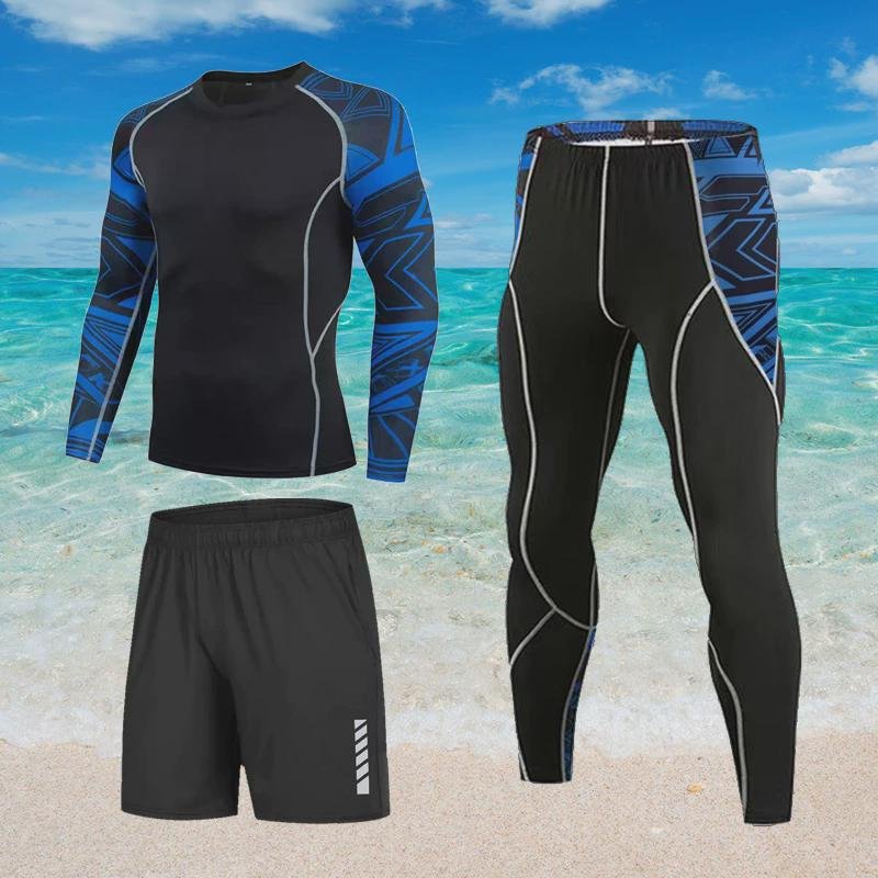 Swimsuits with long-sleeved long-sleeved shorts for sunscreen protection against embarrassment
