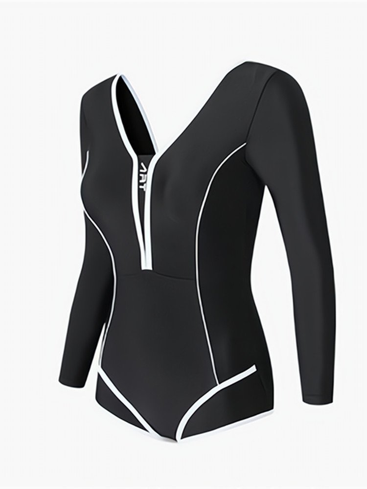 Young sports swimmer, long-sleeved swimsuits, fast-dry-dry flat-pointed students, sunscreen surfsuits