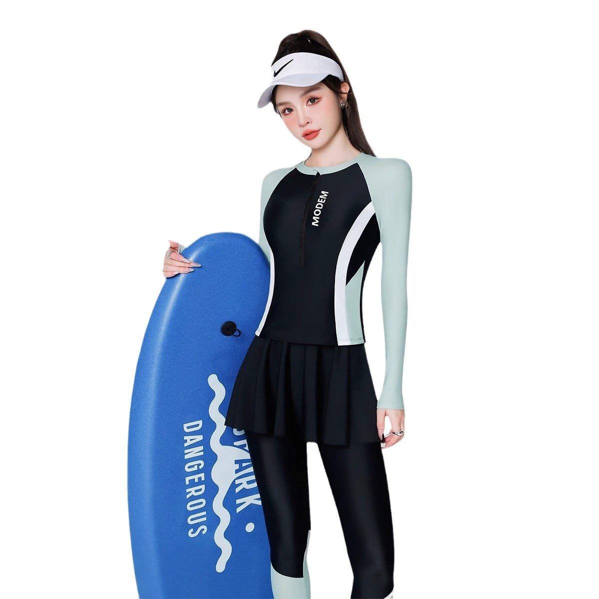 Ms. Swimsuit's new 2024 swim and sunscreen three sets of long-sleeved, long-sleeved, long-sleeved, surfing-diving-diving-eater