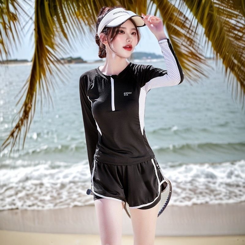 The swimsuit girl's new 2024 Conservative Long Sleeve Diving Swimming Swimming