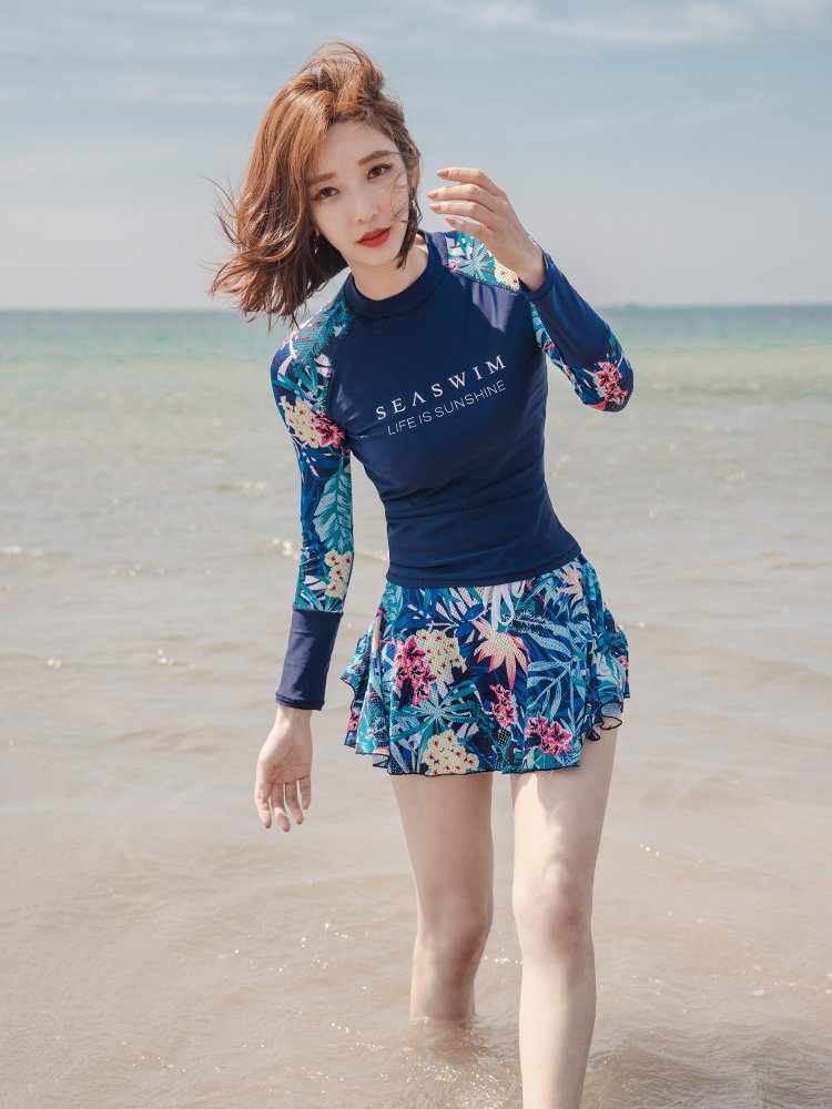 2023 New Sports Large Swimming suit, long-sleeved Korean long-sleeved, thin and conservative spring swimsuit
