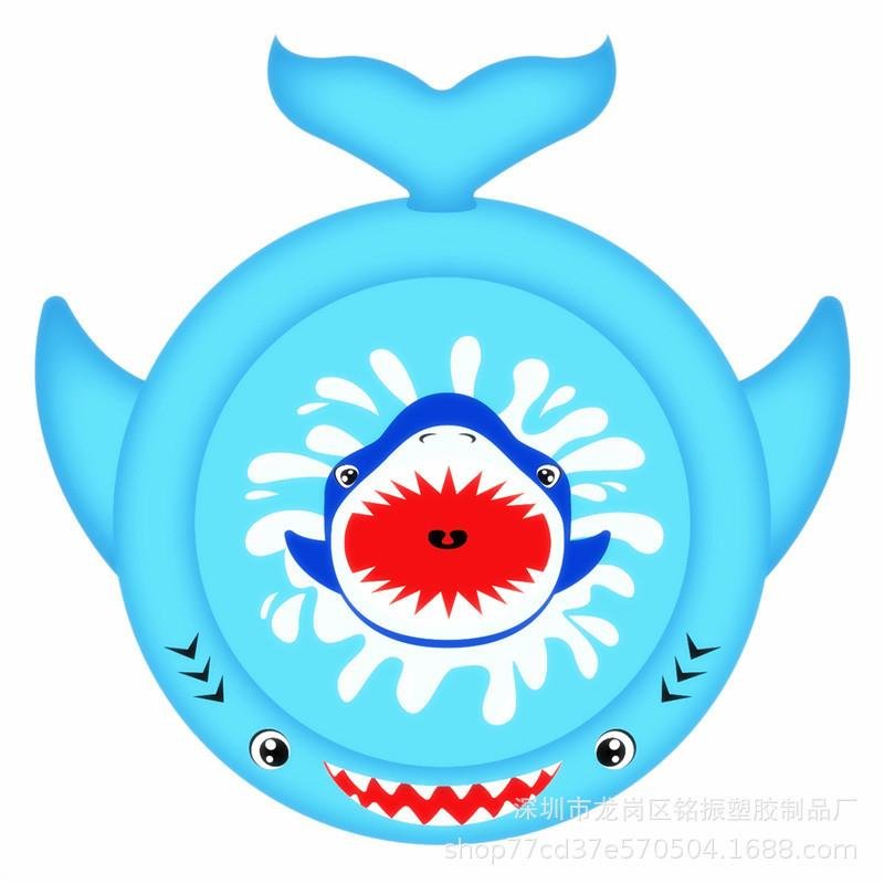 Aquatic children surfboarding seaboards to study swimming floats in inflatable children skateboards inflating sharks surfing
